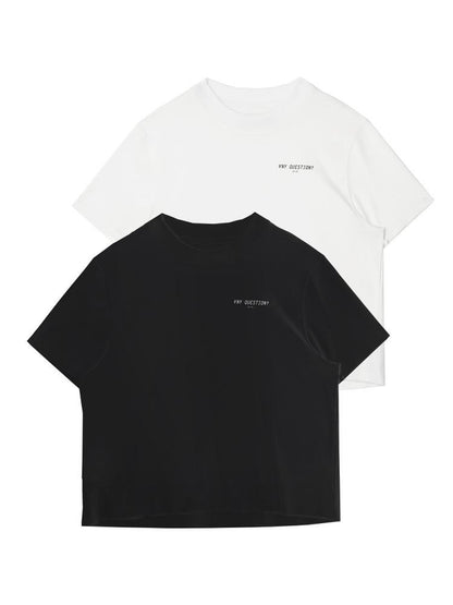 ANYQUESTION Black Letter Logo Print Street Straight Cut Women&