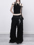 ANYQUESTION_Black_Low_Waist_Drawstring_Pocket_Structure_Loose_Women&