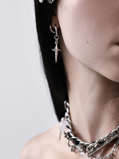 ANYQUESTION Black Silver Chain Hoop Link Women&