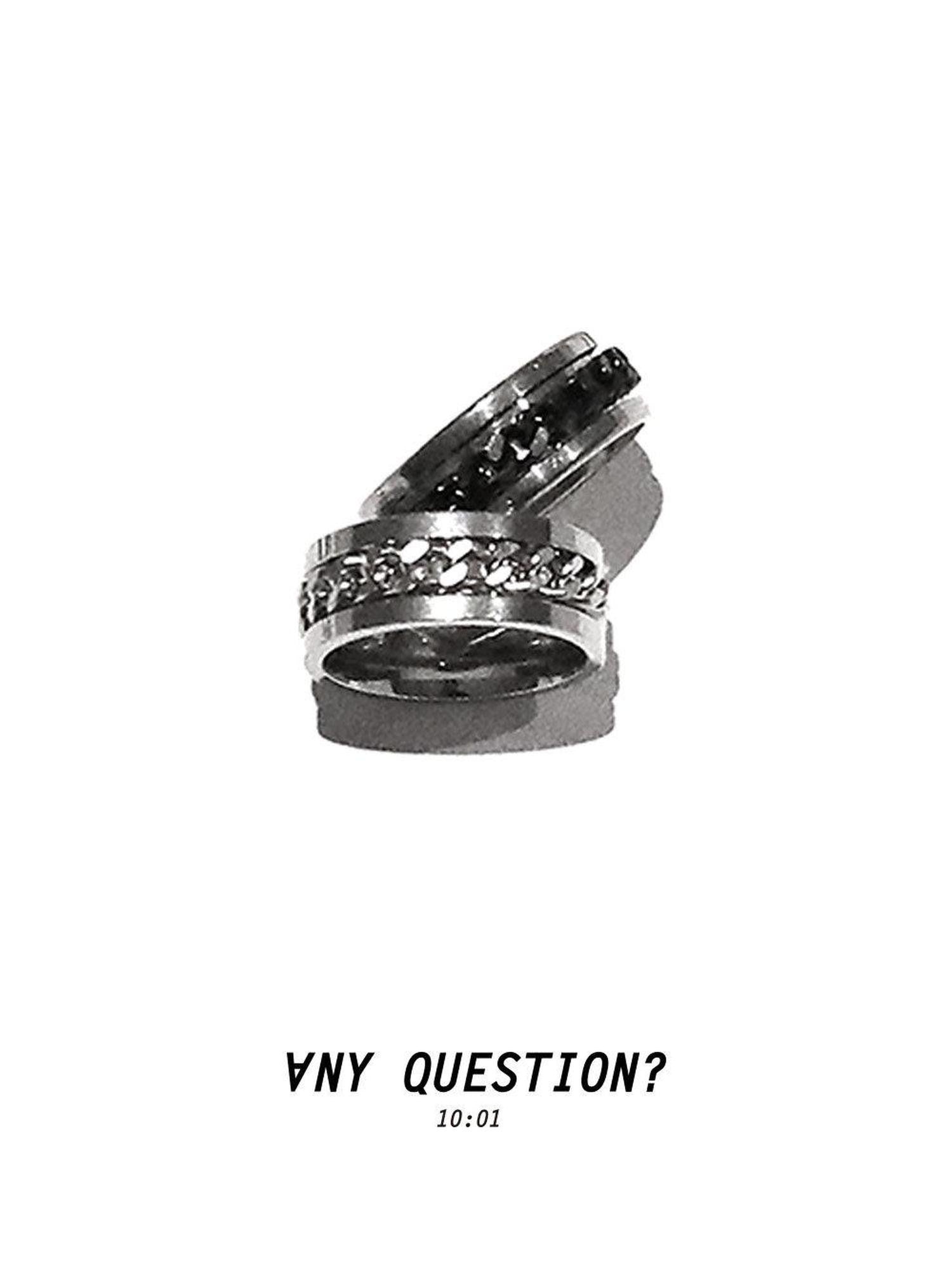 ANYQUESTION Black Silver Chain Hoop Link Women&