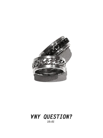 ANYQUESTION Black Silver Chain Hoop Link Women&