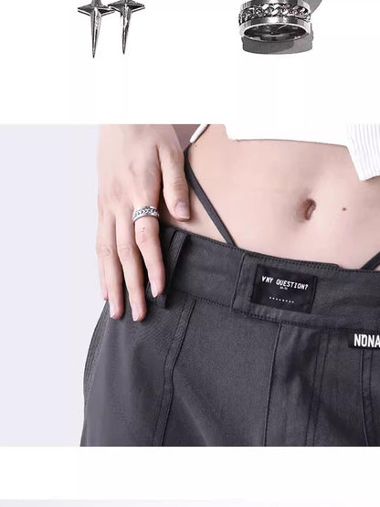 ANYQUESTION Black Silver Chain Hoop Link Women&
