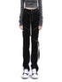 ANYQUESTION Black Topstitch Strap High Waisted Slim Straight Women&
