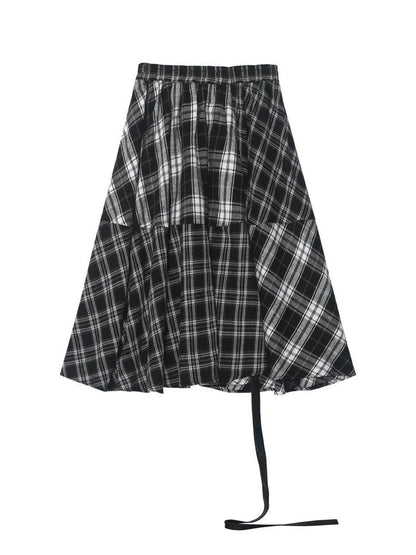 ANYQUESTION Black White Check Patchwork Adjustable Belt Women&