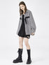 ANYQUESTION Black White Check Tape Trim Square Buckle Detail Women&