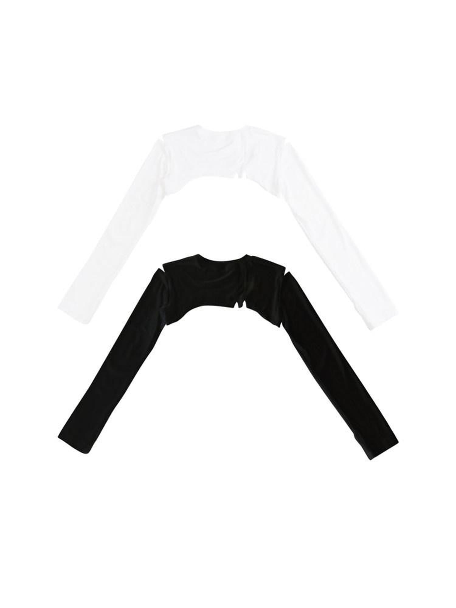 ANYQUESTION Black White Cropped Angled Hem Street Round Neck Women&