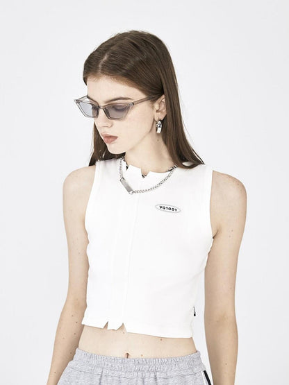 ANYQUESTION Black White Cutout Minimal Sport Rubber Label Women&