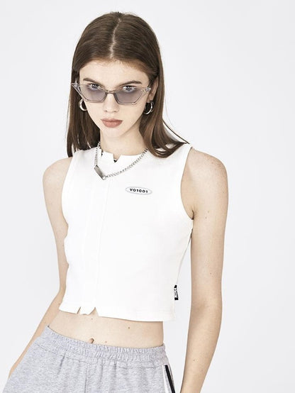ANYQUESTION Black White Cutout Minimal Sport Rubber Label Women&