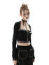 ANYQUESTION Black White Cutout Zipper Halter Knit Faux Layered Women&