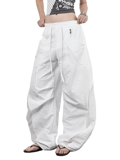 ANYQUESTION Black White Deconstructed Mesh Cargo Women&