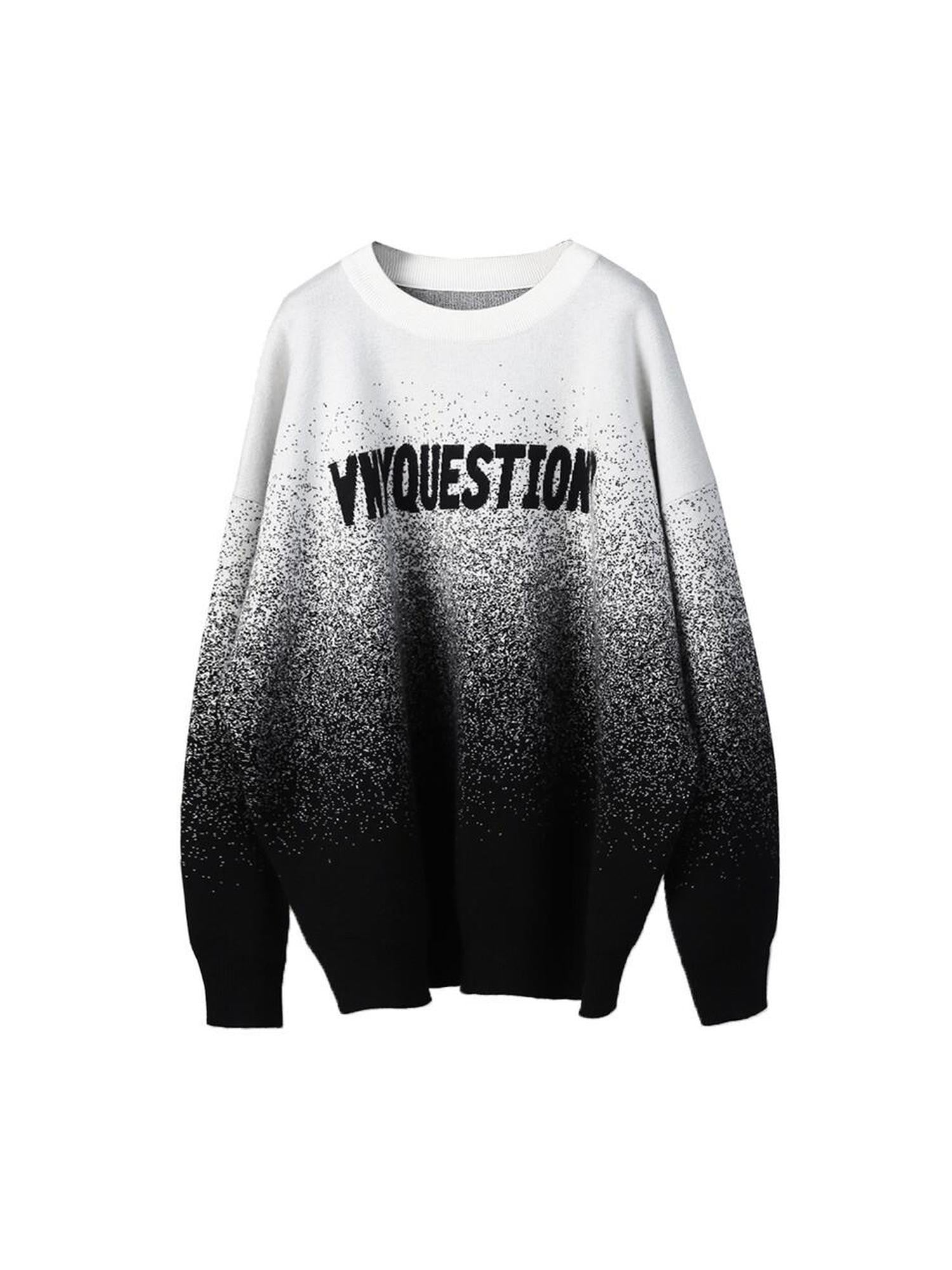 ANYQUESTION Black White Dot Jacquard Gradient Letter Women&