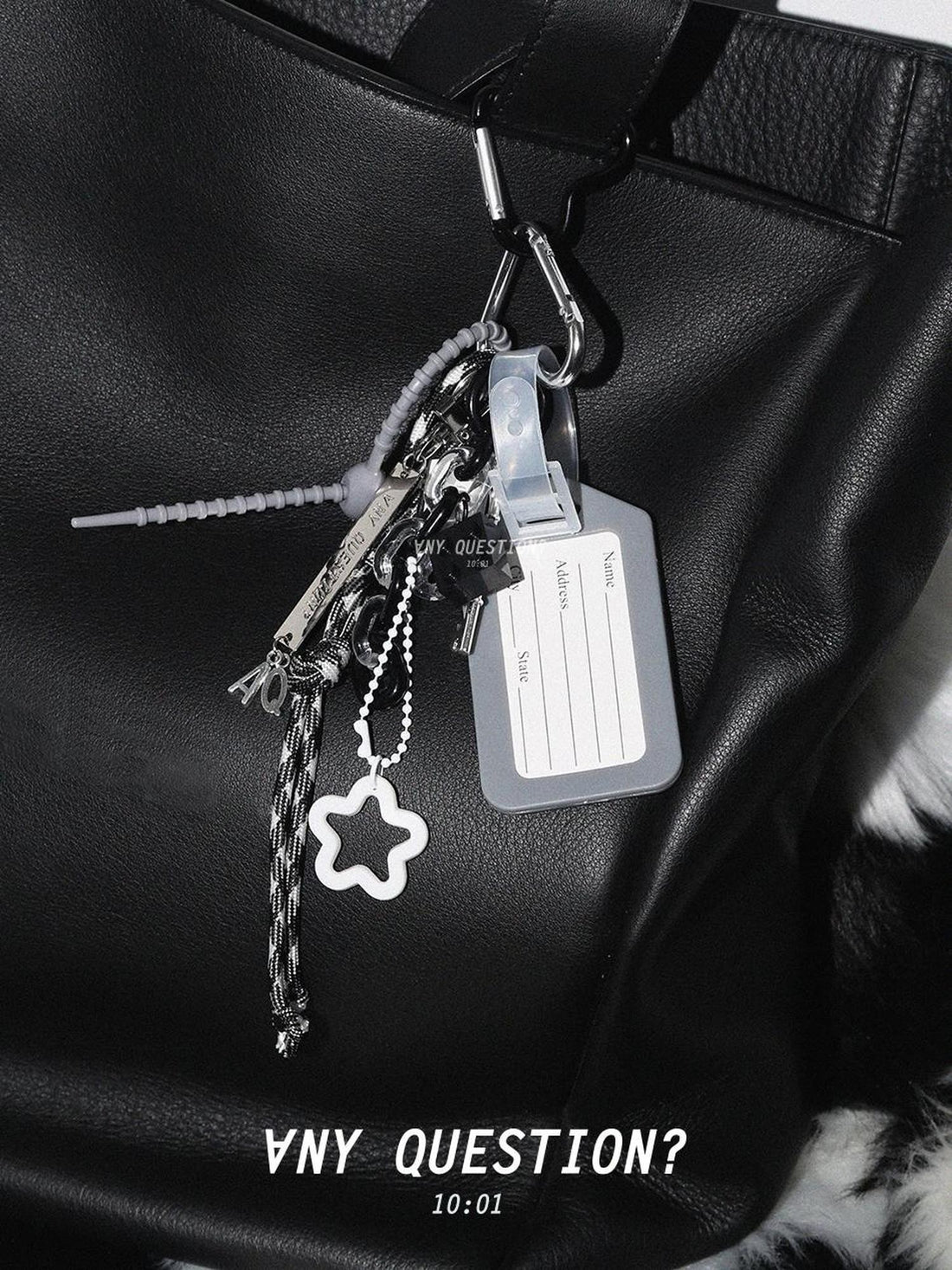 ANYQUESTION Black White Gray Original Pant Clip Bag Charm Women&