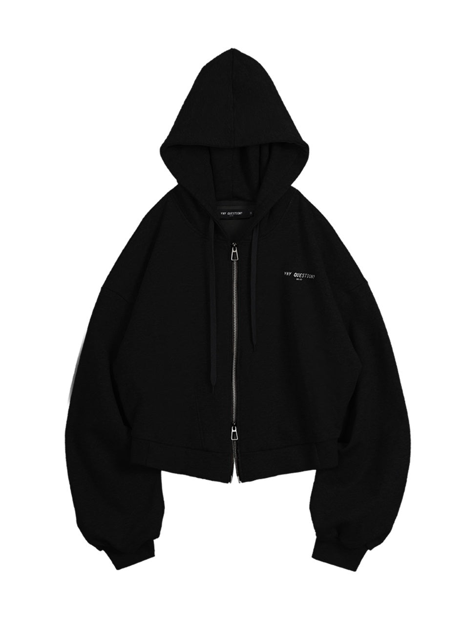 ANYQUESTION_Black_White_Gray_Solid_Hooded_Zip_Loose_Fit_Street_Women&