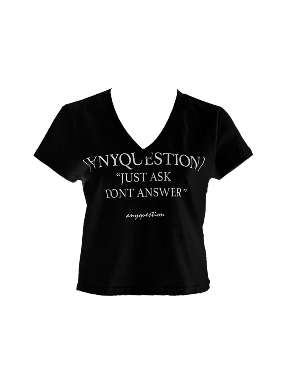 ANYQUESTION_Black_White_Letter_Print_V-neck_Slim_Women&