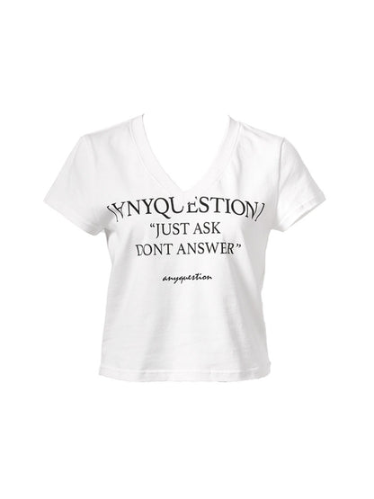 ANYQUESTION_Black_White_Letter_Print_V-neck_Slim_Women&