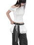 ANYQUESTION Black White Ruched Lace Tie Adjustable Waist Tulip Women&