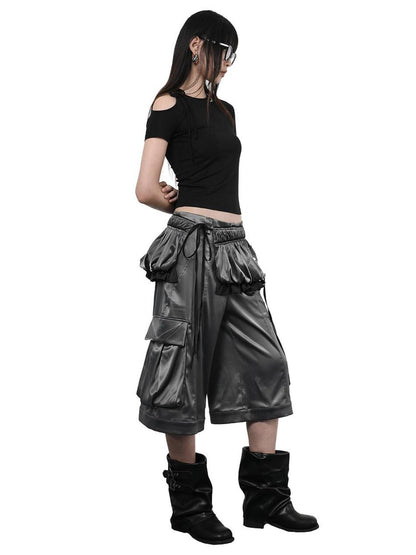 ANYQUESTION Black White Ruched Lace Tie Adjustable Waist Tulip Women&