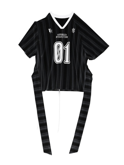 ANYQUESTION_Black_White_Striped_Mesh_Lace_Up_Women&