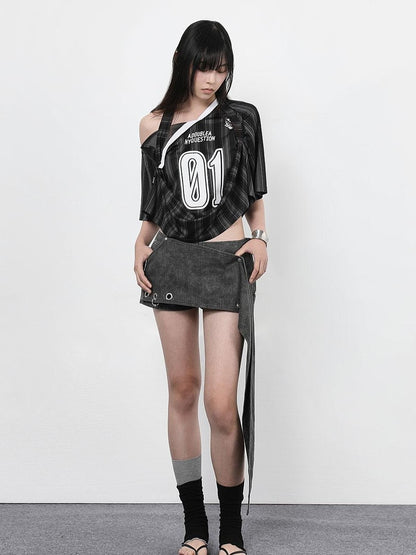 ANYQUESTION Black White Striped Mesh Lace Up Women&