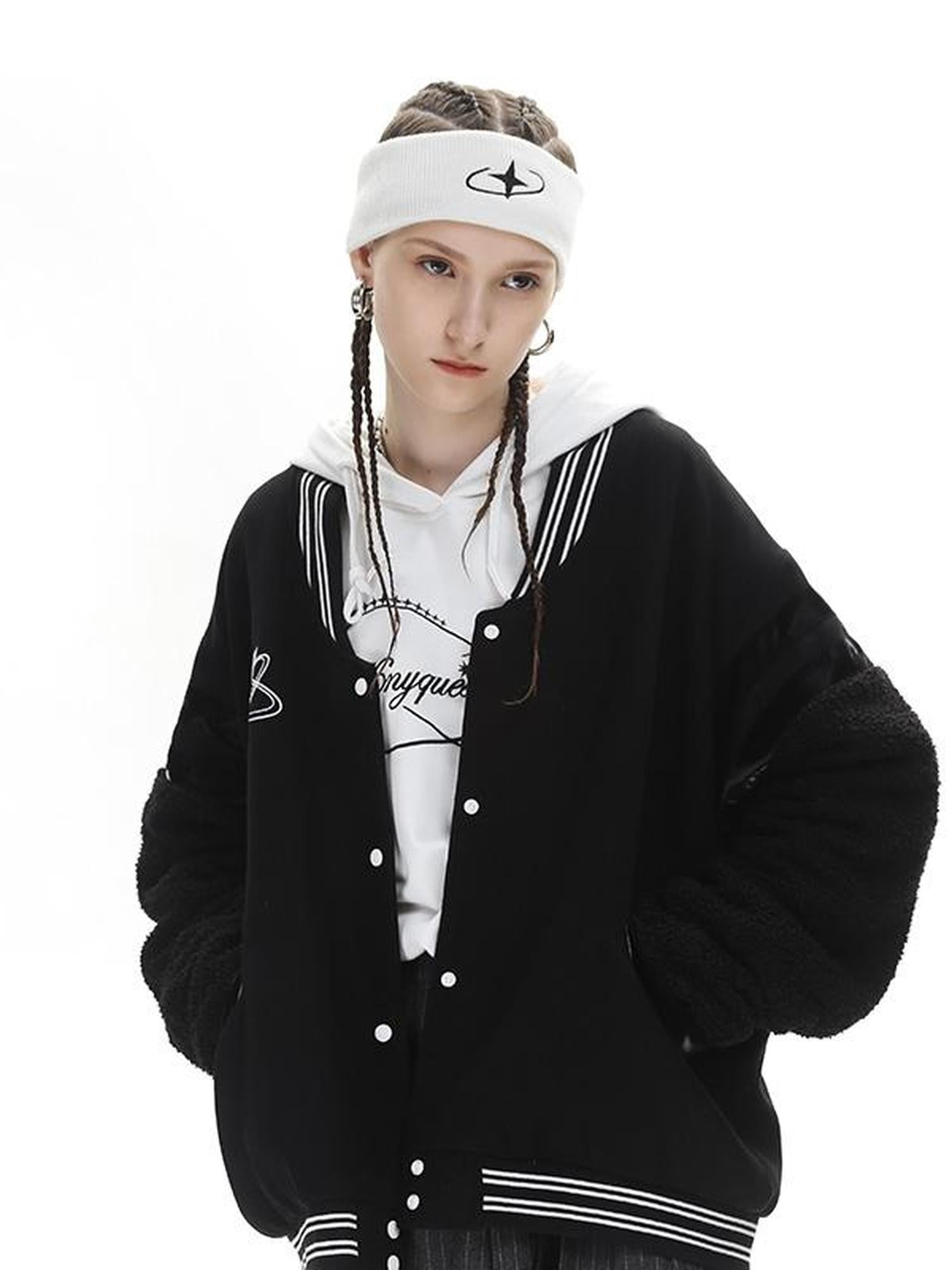 ANYQUESTION Black White Two Tone Galaxy Embroidery Women&