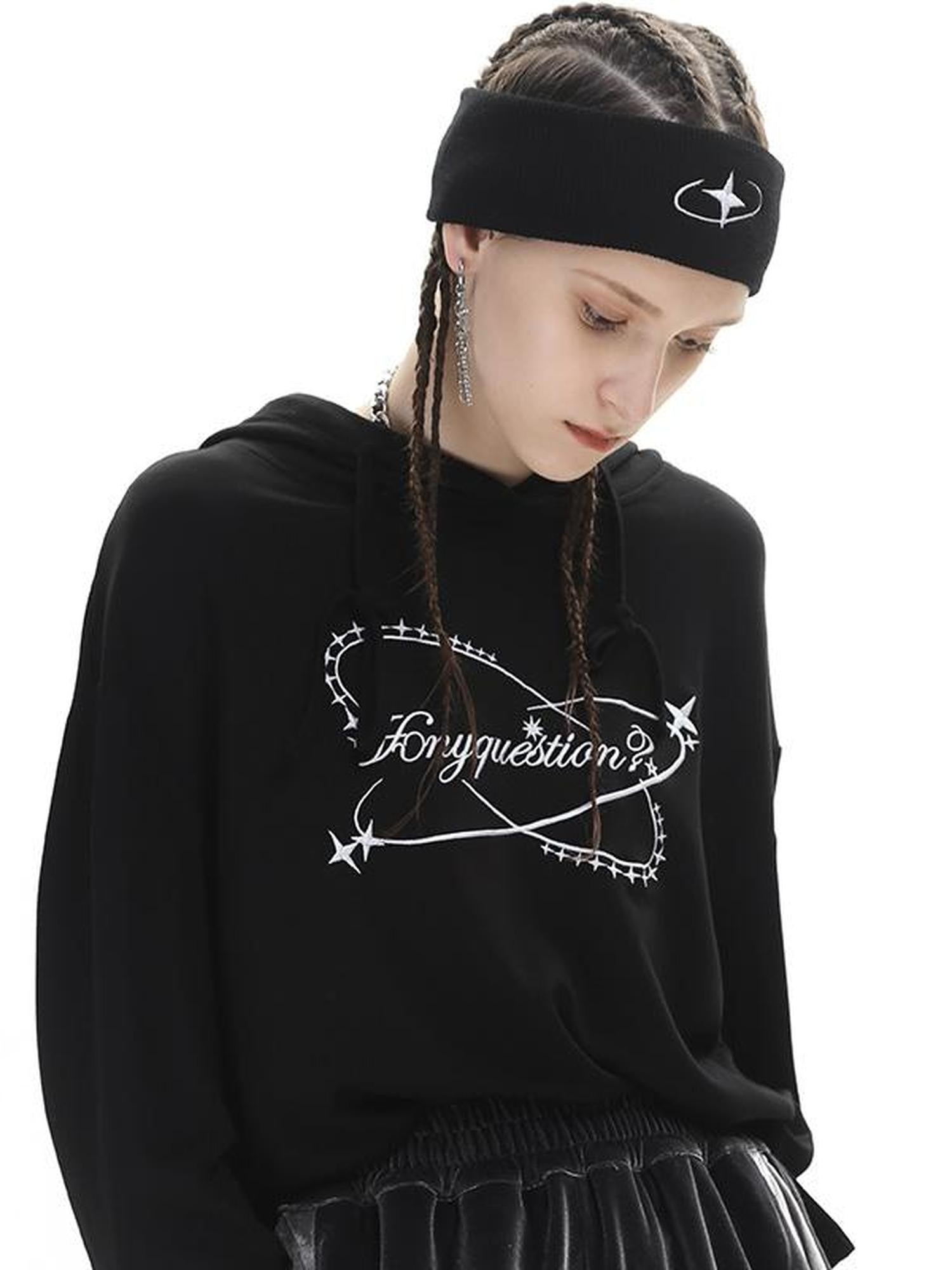 ANYQUESTION Black White Two Tone Galaxy Embroidery Women&