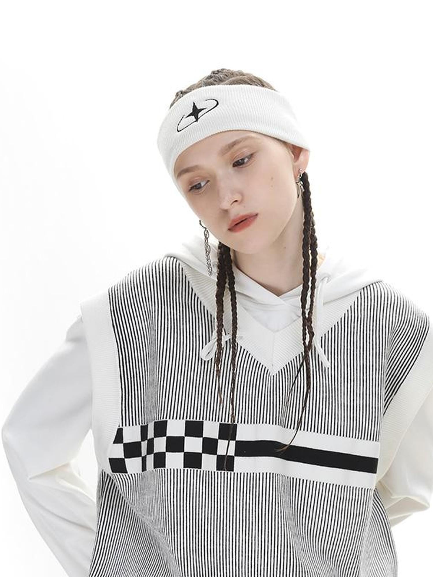 ANYQUESTION Black White Two Tone Galaxy Embroidery Women&