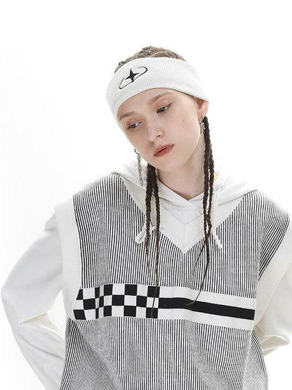 ANYQUESTION Black White Two Tone Galaxy Embroidery Women&