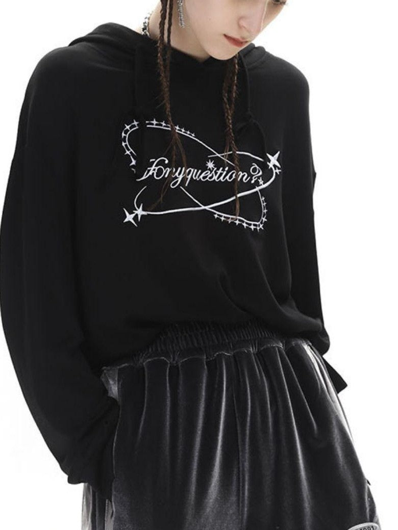 ANYQUESTION Black White Two Tone Galaxy Embroidery Women&