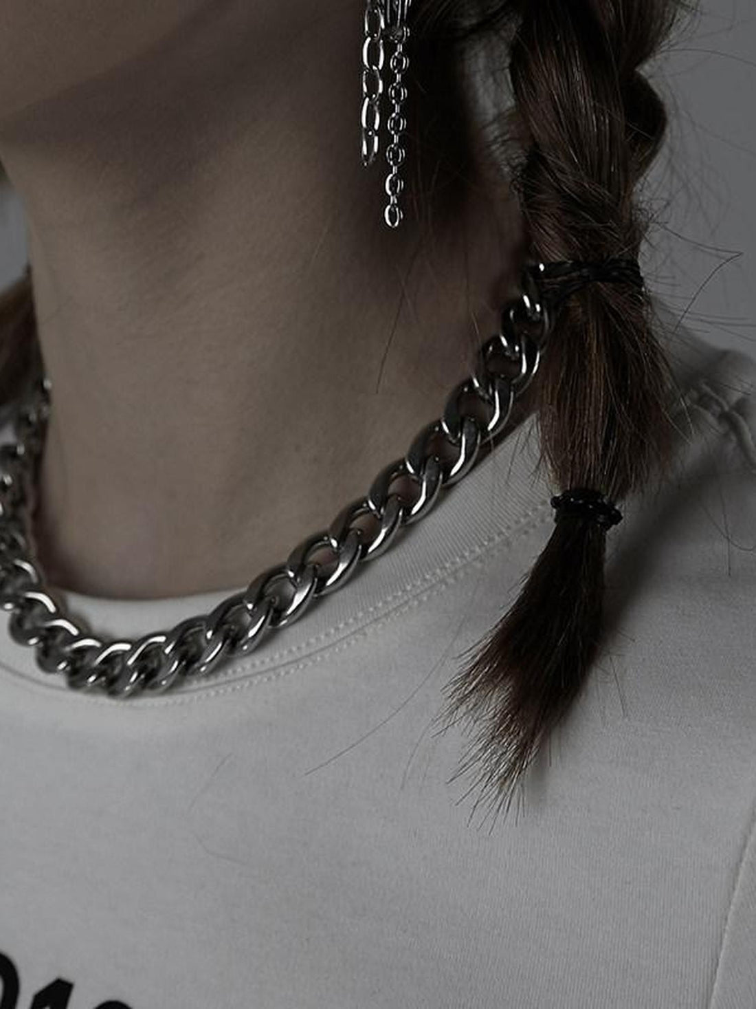 ANYQUESTION Bright Silver Thick Short Choker Women&