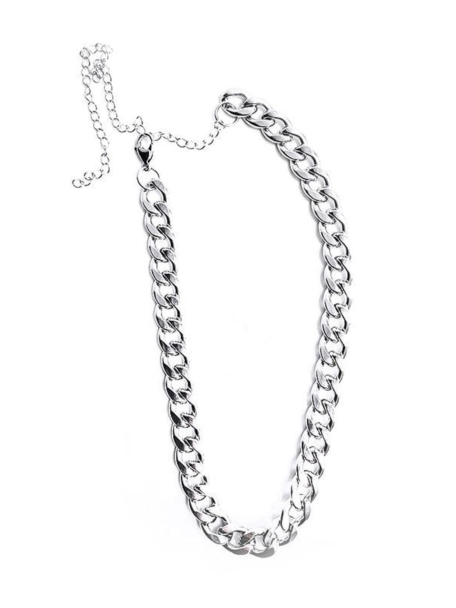 ANYQUESTION Bright Silver Thick Short Choker Women&