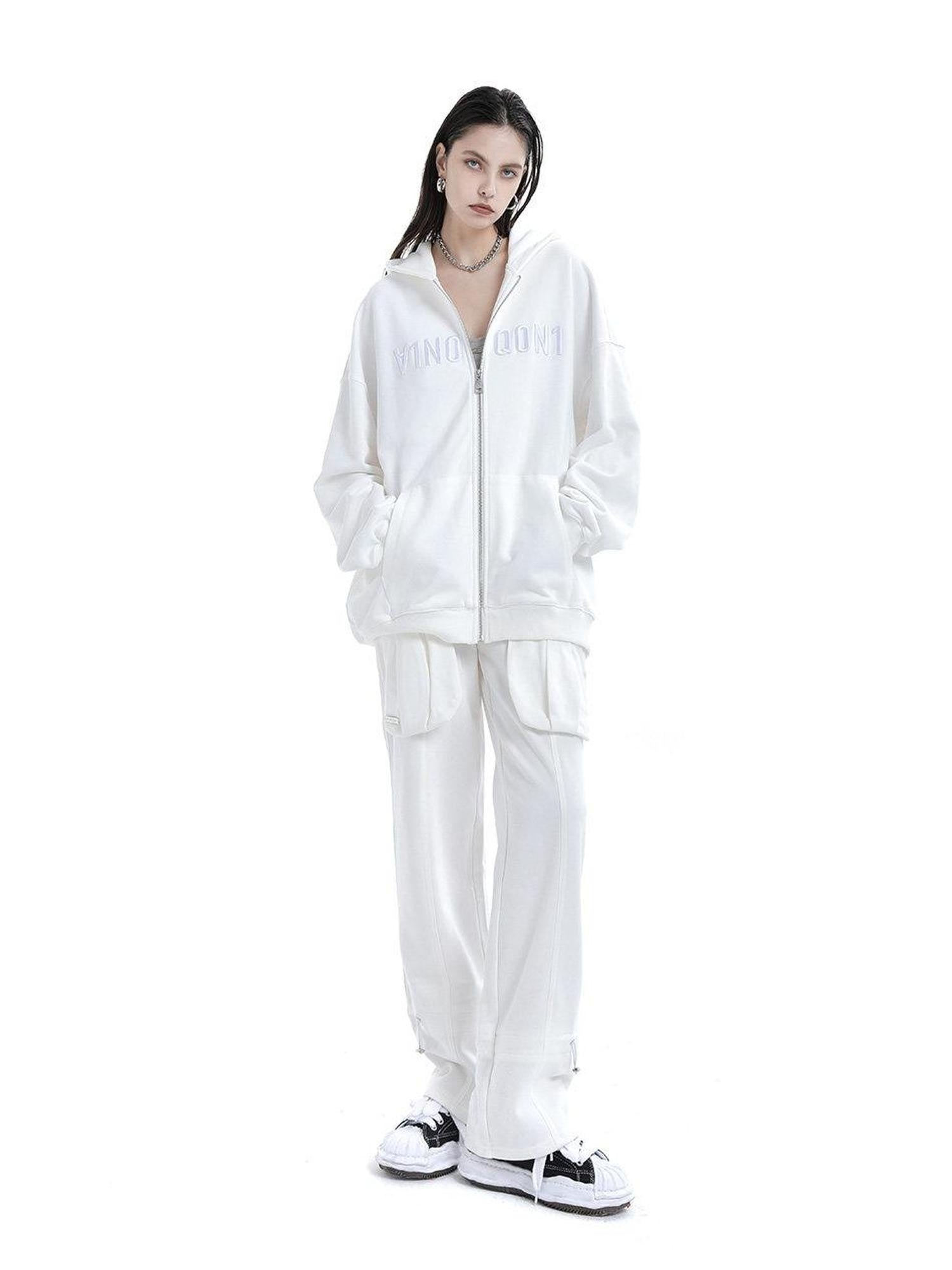 ANYQUESTION Brown White Two Tone Textured 3d Letter Embroidery Women&