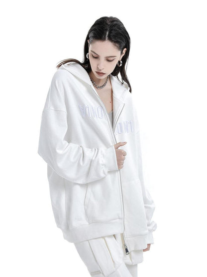 ANYQUESTION Brown White Two Tone Textured 3d Letter Embroidery Women&
