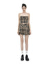 ANYQUESTION_Camel_Check_Low_Rise_Asymmetric_Pleated_Women&