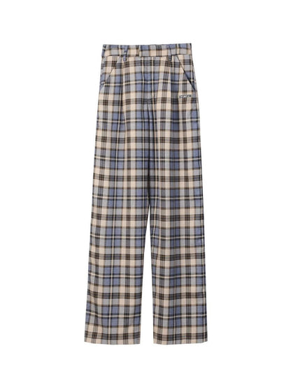 Camel Plaid High Waist Streetwear Tailored Women&