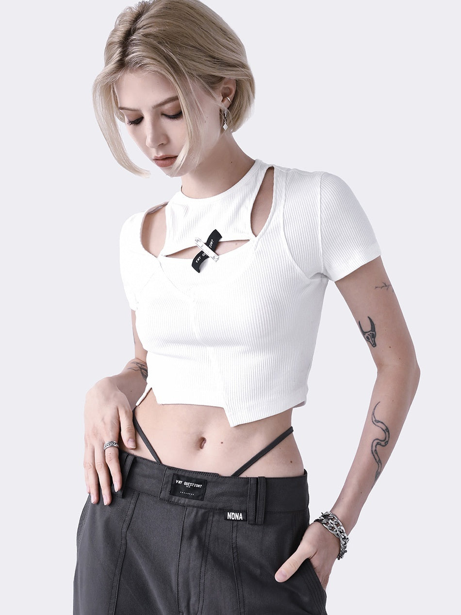 ANYQUESTION_Cutout_Asymmetrical_Ribbed_Cross_Faux_Layered_Women&