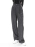 ANYQUESTION Dark Gray Striped High Waist Folded Hem Straight Women&