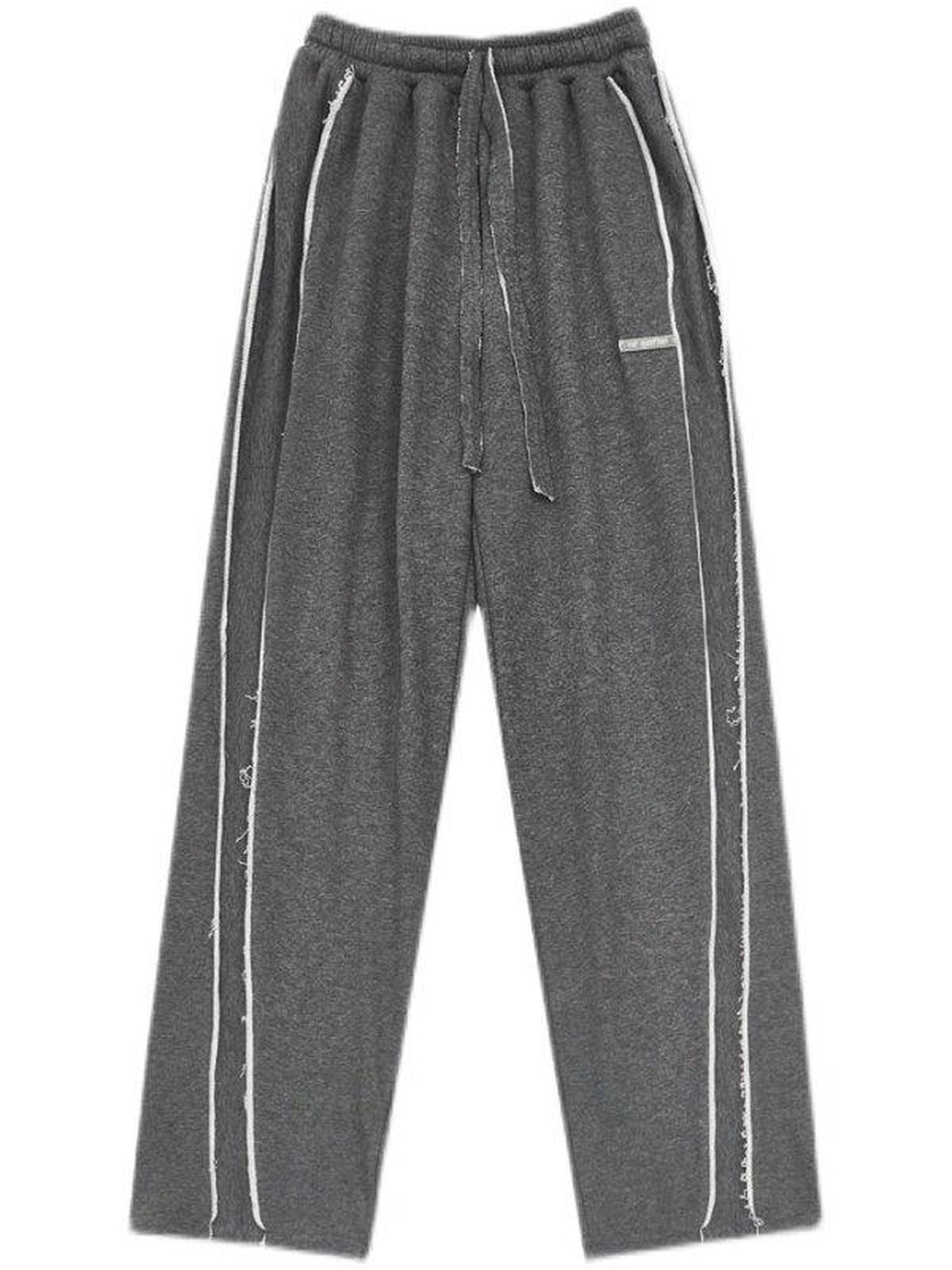 ANYQUESTION Deep Heather Gray Frayed Edge Patchwork Relaxed Fit Women&