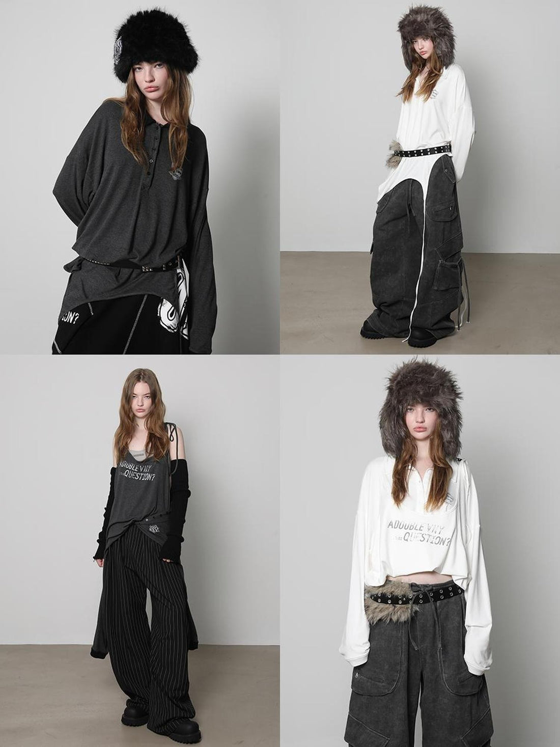 ANYQUESTION Distressed Letter Print Loose Fit Women&