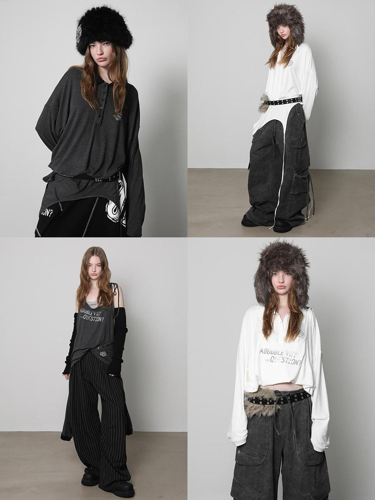 ANYQUESTION Distressed Letter Print Loose Fit Women&