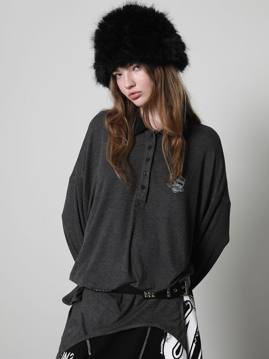 ANYQUESTION Distressed Letter Print Loose Fit Women&