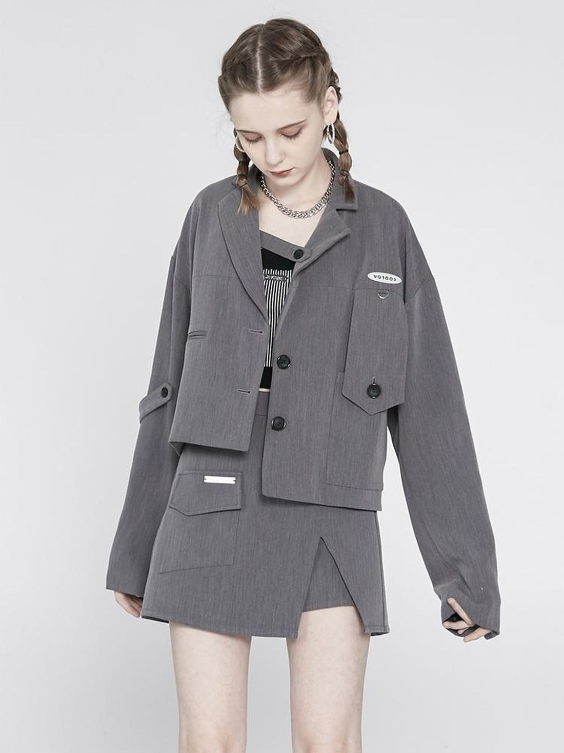 ANYQUESTION Glossy Irregular Deconstructed Streetwear Women&
