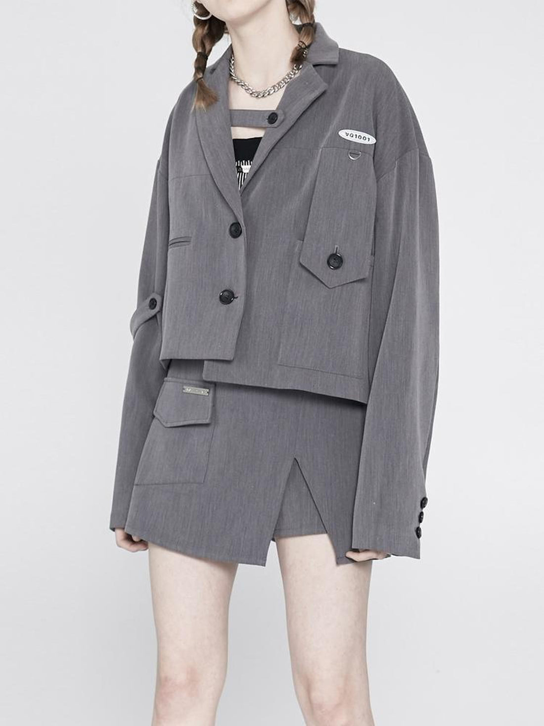 ANYQUESTION Glossy Irregular Deconstructed Streetwear Women&