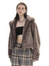 ANYQUESTION Gray Brown 3d Letter Embroidered Short Women&