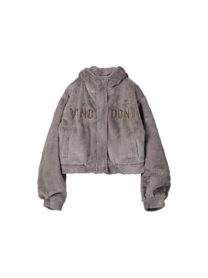 ANYQUESTION Gray Brown 3d Letter Embroidered Short Women&