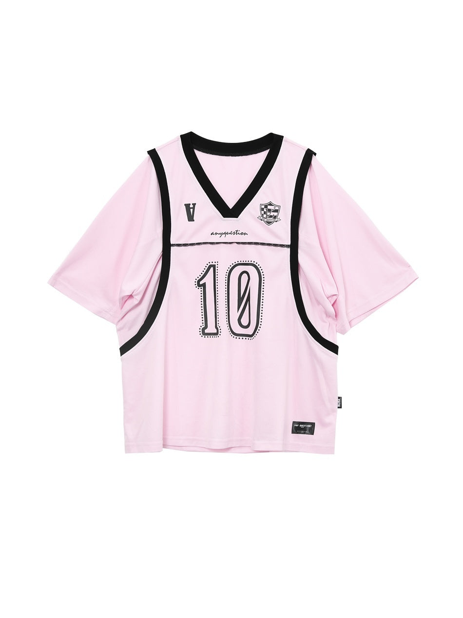 ANYQUESTION_Gray_Pink_Printed_Spliced_Fake_Layered_Vest_Women&