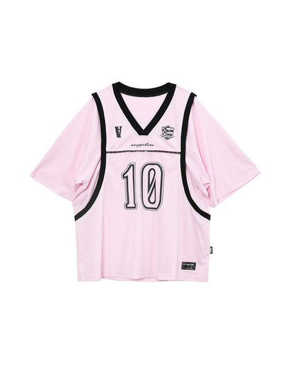 ANYQUESTION_Gray_Pink_Printed_Spliced_Fake_Layered_Vest_Women&