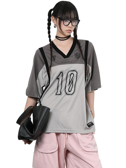 ANYQUESTION Gray Pink Printed Spliced Fake Layered Vest Women&