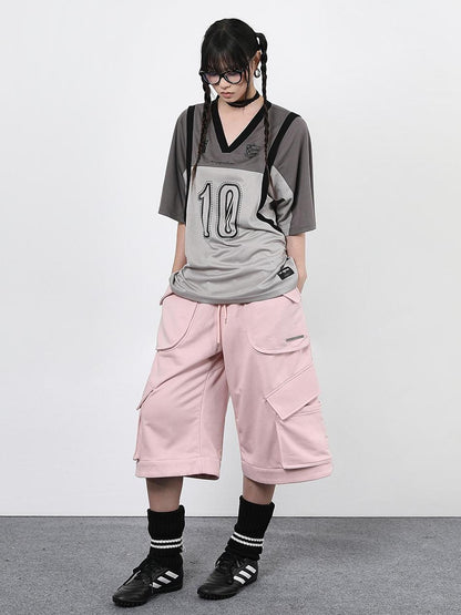 ANYQUESTION Gray Pink Printed Spliced Fake Layered Vest Women&