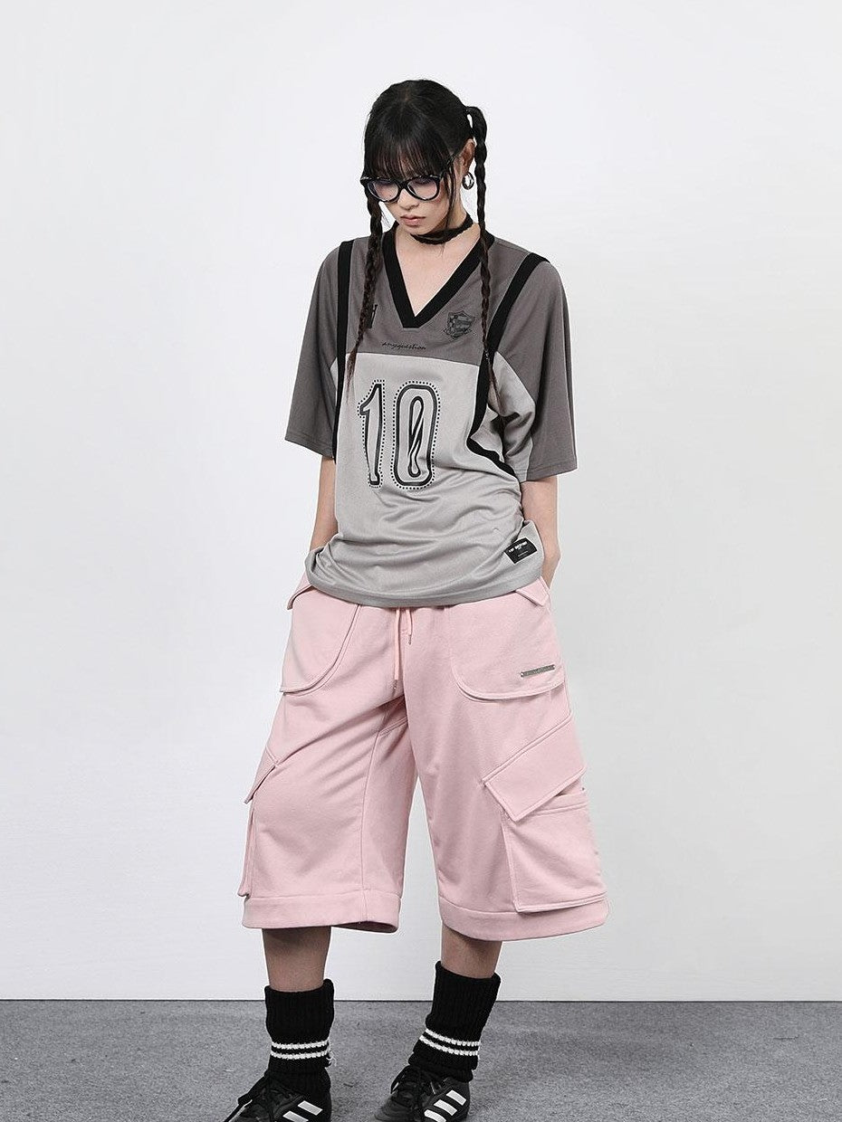 ANYQUESTION Gray Pink Printed Spliced Fake Layered Vest Women&