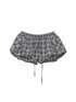 ANYQUESTION_Gray_Plaid_Low_Waist_Elastic_Tie_Pocket_Gathered_Short_Women&